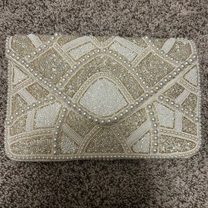 Lulus bridal white pearl clutch- worn once